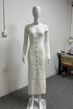 Load image into Gallery viewer, Autumn Winter Long Sleeve Knitted Dress Button Split Russia Hip Wrapped Sweater Cardigan Dress No Belt