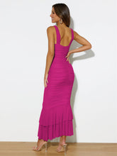 Load image into Gallery viewer, Bodycon maxi dress, bandage dress, Bandage Bodycon Dress, Ruffle Ruched Bodycon Maxi dress, Ruched Bodyon Dress, Ruched dress with mermaid hem, Bodycon Maxi Dress, Ruched Cocktail Dress, Long ruffle Maxi Dress, Mermaid ruffle dress, Ruched Mermaid Dress, Ruched Dress with ruched bodice, Ruffle Ruched Maxi, black Ruched Dress, black ocktail party dress, cocktail dresses, sexy party dresses.