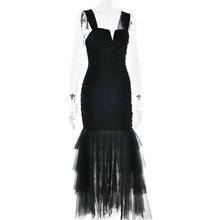 Load image into Gallery viewer, Ruched Tulle & Lace Bodycon Maxi Dress - Tiered Ruffle Mermaid Dress - Wedding Cocktail and evening party outfit.