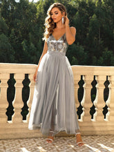 Load image into Gallery viewer, Sequin Tulle Maxi Gown Dress, Sequin Maxi Dress,Sequin Party dress, Silver party dress, Sequin Gown Dress, Sparkly Maxi Dress, Sparkly Party dress, Sparkly Dress, Glitter Dress, Sequin maxi dress, Mesh Dress, Women's Cocktail & Party Dress, Sexy cocktail dress, wedding guest dress, brides maid dress, prom dress, prom & dance dress, party dress.