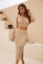 Load image into Gallery viewer, crochet dress, Two Piece skirt set, Crochet two piece set, Crop top, Two piece Maxi Dress, Coord Sets, Maxi Skirt outfit set, skirt coord set, 2 piece sets, Coord set dress, ladies coords, Crop top and skirt set, Crochet maxi dress, crochet beach dress, beige crochet dress.