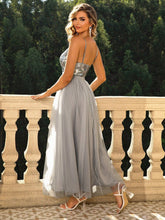 Load image into Gallery viewer, Sequin Tulle Maxi Gown Dress, Sequin Maxi Dress,Sequin Party dress, Silver party dress, Sequin Gown Dress, Sparkly Maxi Dress, Sparkly Party dress, Sparkly Dress, Glitter Dress, Sequin maxi dress, Mesh Dress, Women's Cocktail & Party Dress, Sexy cocktail dress, wedding guest dress, brides maid dress, prom dress, prom & dance dress, party dress.
