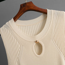 Load image into Gallery viewer, Scarlett Crew Neck Sleeveless Knit Midi Dress | Slim Fit Bodycon Dress for Women | Minimalist Chic Date Night / Brunch / Evening  Casual Dress