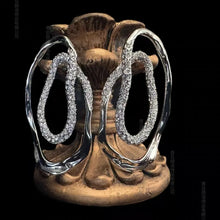 Load image into Gallery viewer, Sculpt Gold & Silver Double-Oval Drop Earrings | Statement Jewelry | Crystal Sculpt diamond hoop Earrings for Women