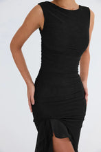 Load image into Gallery viewer, ruched ruffle midi dress, ruffle ruched midi dress, Bodycon dress, ,Midi bodycon bandage dress, bandage bodycon dress, new years eve dress, green bodycon ruffle ruched midi dress, Ruffle Maxi Dress, Cute winter brunch outfit,Layered ruffle dress, Midi Party dresses and gowns, Ruffle Mermaid Dress, Prom & dance dresses, Black  Bodycon Lace Dress, Black bandage midi dress, black bodycon midi dress, black midi dress.