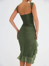 Load image into Gallery viewer, ruffle ruched midi dress, Bodycon dress, ,Midi bodycon bandage dress, bandage bodycon dress, new years eve dress, green bodycon ruffle ruched midi dress, Ruffle Maxi Dress, Cute winter brunch outfit,Layered ruffle dress, Midi Party dresses and gowns, Ruffle Mermaid Dress, Prom & dance dresses, Bodycon Lace Dress, bandage midi dress.