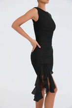 Load image into Gallery viewer, ruched ruffle midi dress, ruffle ruched midi dress, Bodycon dress, ,Midi bodycon bandage dress, bandage bodycon dress, new years eve dress, green bodycon ruffle ruched midi dress, Ruffle Maxi Dress, Cute winter brunch outfit,Layered ruffle dress, Midi Party dresses and gowns, Ruffle Mermaid Dress, Prom & dance dresses, Black  Bodycon Lace Dress, Black bandage midi dress, black bodycon midi dress, black midi dress.