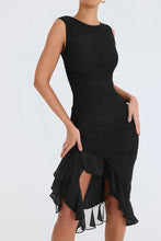 Load image into Gallery viewer, ruched ruffle midi dress, ruffle ruched midi dress, Bodycon dress, ,Midi bodycon bandage dress, bandage bodycon dress, new years eve dress, green bodycon ruffle ruched midi dress, Ruffle Maxi Dress, Cute winter brunch outfit,Layered ruffle dress, Midi Party dresses and gowns, Ruffle Mermaid Dress, Prom & dance dresses, Black  Bodycon Lace Dress, Black bandage midi dress, black bodycon midi dress, black midi dress, cocktail party dress, new years eve dress.