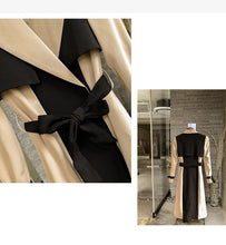 Load image into Gallery viewer,  long winter parka womens, stylish coats for women, dressy winter coat, women's winter coats & jackets, womens belted winter coat, womens trench coat, coats and jackets, long parka coat for women, women's dual toned trench coat, camel coat, black trench coat, formal trench coat, black trench coat women, fall aesthtic coat, winter womens trench coat, fall season trench coat.
