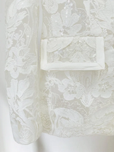 Load image into Gallery viewer, Sequin Pantsuit, Fancy Pantsuit, Dressy Pantsuits for wedding, white sequin pantsuit, womens pantsuit, sequin blazer and pants set, white pantsuit for wedding,  sequin pant set,  pant suits for women,  women suit set, pantsuits for wedding guest, wedding pant suits for bride, mother of the bride pantsuits.