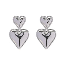 Load image into Gallery viewer, Silver heart earrings for women