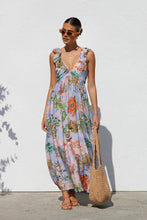 Load image into Gallery viewer, Best summer dresses for women US, ruffle maxi summer sundress, summer floral maxi sundress, floral maxi dress, flowy maxi dress, Beachwear dress for women, Spring floral dress , Lightweight summer dress, Feminine floral fashion , resort wear maxi dress.