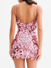 Load image into Gallery viewer, Sequin mini party dress, hot pink sequin dress, petite dresses, sequin mini dress, big sequin dress, Pink sequin dress, Prom Dress, Pink sparkly dress, Glitter dress, Sequin Party dress, hot pink prom dress, sexy cocktail dresses, Sequin Glitter Dress,  party & cocktail dress, dance & prom dress, date night dress, sequin outfit.