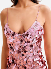 Load image into Gallery viewer, Sequin mini party dress, hot pink sequin dress, sequin mini dress, big sequin dress, Pink sequin dress, Prom Dress, Pink sparkly dress, Glitter dress, Sequin Party dress, hot pink prom dress, sexy cocktail dresses, Sequin Glitter Dress,  party & cocktail dress, dance & prom dress, date night dress, sequin outfit.