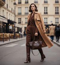Load image into Gallery viewer, pu leather tote bag, work tote bag women, business tote bag women, tote bag laptop compartment, quiet luxury tote bag, best tote bag for corporate professionals, classy fall outfit tote bag, brown accessories autumn 2025, fall business capsule outfit bag .