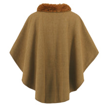 Load image into Gallery viewer, cape shawl, cape poncho, oversized fur cape, womens winter clothing, fur trim cape shawl, fur cape, sweater top, poncho sweater, cape coat women, oversized knit cape, poncho cardigan, stylish winter coats for women, fur cape, fur collar cardigan, fur collar sweater, poncho shawl, fashionable women's outerwear.