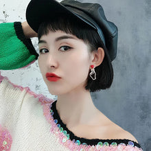 Load image into Gallery viewer, Heart Studs, Heart Dangle Earrings, Drop Heart Earrings, Earrings for women, Asymmetric earrings for women, Quirky earrings for women, Chic earrings for women, Statement earrings, everyday jewelry, Modern fashion earrings, Elegant jewelry for women, Fun fashion jewelry, Womenās statement earrings.