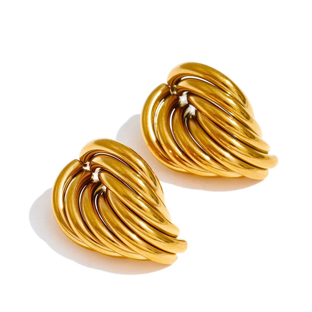 Nia Chunky Gold Knot Stud Earrings | Sculptural Statement Earrings for Women