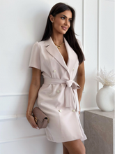 Load image into Gallery viewer, Blazer Dress, suit dress, Suit Coat Dress, Long Coat Dress, Suit Dress for women, dress coat, semi formal attire, semi formal dress, midi dress, work dresses for women, khaki blazer dress, plus size semi formal dresses, womens dress coat, casual work dresses, office dresses for women, semi formal party dress, womens outdoor coat, womens coats & jackets.