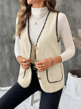 Load image into Gallery viewer, work vest outfit women, quiet luxury cozy vest, cream sherpa vest outfit ideas, cozy vest for travel layering, casual layering vest, cream sherpa vest,  cozy sherpa vest.