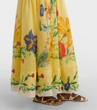 Load image into Gallery viewer, backless halter maxi, long backless dress, bright floral dress, backless halter dress, flowy floral dress, floral maxi dress for wedding, open back maxi dress, summer floral dresses, floral print dress, floral wedding guest dresses, summer backless dress, yellow floral maxi dress, cute floral dress.