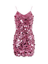 Load image into Gallery viewer, Glitz & Bliss Pink Sequin Mini Party Dress | Pink Sparkly Dress | Shift Glitter Dress | Cocktail Dresses