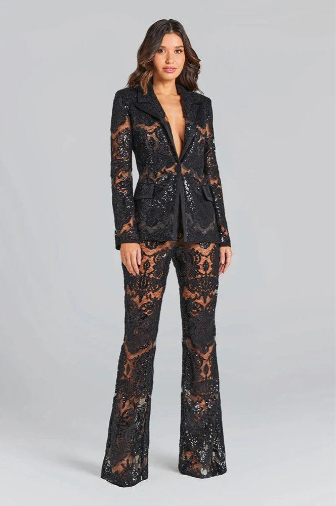Luxe Glam Sequin Pantsuit – Elegant Women’s Fancy Pantsuit for Weddings & Parties