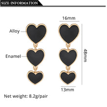 Load image into Gallery viewer, Seraphine Clip On Triple Drop Heart Earrings| Long Dangle Heart Earrings| Drop Earrings Jewelry|  Clip on Earrings