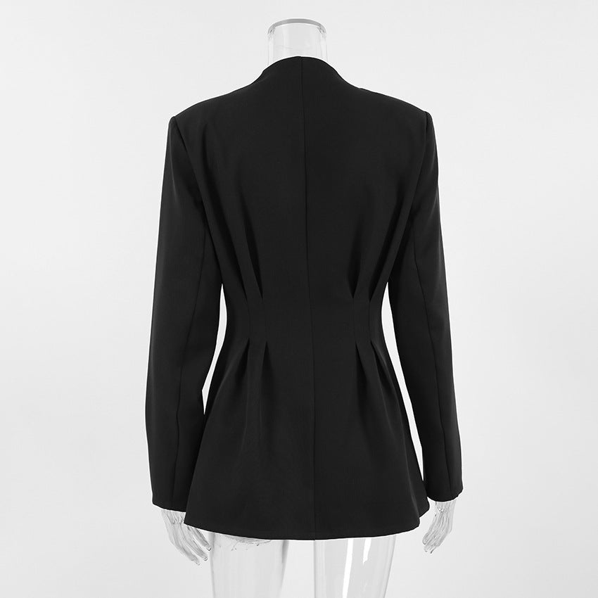 v-neck blazer women black