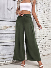 Load image into Gallery viewer, wide leg pants for work, casual wide leg pants outfit ideas, olive wide leg trousers, dressy wide leg trousers, quiet luxury trousers, Pinterest wide leg pants style.