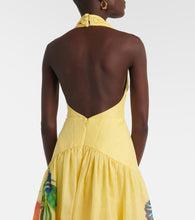 Load image into Gallery viewer, Halterneck Floral Maxi Dress, Summer Backless Dress, floral maxi dress, Long Floral Dress, floral sundress, Backless maxi sundress, yellow floral dress, backless halter maxi, long backless dress, bright floral dress, backless halter dress, flowy floral dress, floral maxi dress for wedding, open back maxi dress, summer floral dresses.