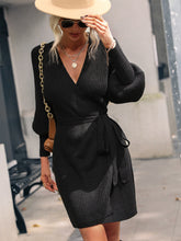 Load image into Gallery viewer, Sweater Dress, Short sweater dress, Bodycon Sweater Dress, Mini Sweater Dress, Spring Sweater Dress, Cable Knit Bodycon Dress, cute new years eve outfits, plunging v neck dress, sweater tops for women, cable knit jumper womens, black knitted jumper, holiday sweaters womens, black cable knit jumper, black v neck jumper for women, womens jumper dress.