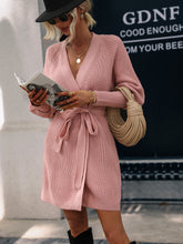 Load image into Gallery viewer, Sweater Dress, Short sweater dress, Bodycon Sweater Dress, Mini Sweater Dress, Spring Sweater Dress, Cable Knit Bodycon Dress, cute new years eve outfits, plunging v neck dress, sweater tops for women, cable knit jumper womens, pink knitted jumper, holiday sweaters womens, blakc cable knit jumper, pink v neck jumper for women, womens jumper dress.