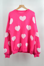 Load image into Gallery viewer, Womens Crew Neck Sweater, Sweater Top, Holiday Sweater,  Heart print Sweater, womens wool jumper, Women Pullover Sweater, Womens Ugly Christmas Sweater, Christmas jumper, Cute xmas outfits, Christmas sweatshirt.