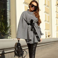 Load image into Gallery viewer, Mock Neck Top, Sweater top, mock turtleneck top, houndstooth sweater, holiday sweaters womens, trendy plus size coats, women’s wool costs and jackets, women’s winter coats & jackets, womens plaid jumper,  womens outdoor coat, ladies wool jumpers, funky coats, Ladies black polo neck jumper.