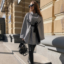 Load image into Gallery viewer, Mock Neck Top, Sweater top, mock turtleneck top, houndstooth sweater, holiday sweaters womens, trendy plus size coats, women’s wool costs and jackets, women’s winter coats & jackets, womens plaid jumper,  womens outdoor coat, ladies wool jumpers, funky coats, ladies black wool coat.