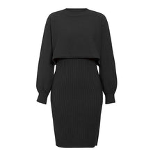 Load image into Gallery viewer, Knitted Sweater Dress, Two Piece Sweater Dress Set, Crop Pullover, Co-ord for women, Two-Piece Outfit Set, black sweater dress, Two piece Sweater Dress, Knitted Co-ord Set. crop pullover sweater dress,  bodycon sweater dress.