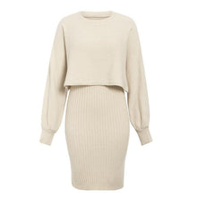 Load image into Gallery viewer, Knitted Sweater Dress, Two Piece Sweater Dress Set, Crop Pullover, Co-ord for women, Two-Piece Outfit Set, light pink sweater dress, Two piece Sweater Dress, Knitted Co-ord Set,  bodycon sweater dress.