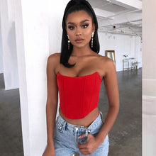 Load image into Gallery viewer, Off Shoulder Corset Top,Satin Corset Top, Crop top Bustier,red corset top, Corset Top, Bralette Top, Tube top Corset. Satin Corset Top, red crop top