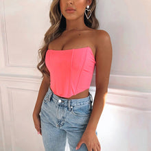Load image into Gallery viewer, Off Shoulder Corset Top,Satin Corset Top, Crop top Bustier, Pink corset top, Corset Top, Bralette Top, Tube top Corset. Satin Corset Top, Pink Crop Top
