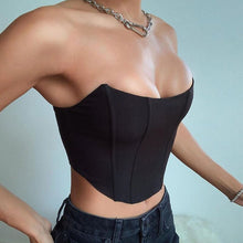 Load image into Gallery viewer, Off Shoulder Corset Top,Satin Corset Top, Crop top Bustier, Black corset top, Corset Top, Bralette Top, Tube top Corset. Satin Corset Top, Black Crop Top