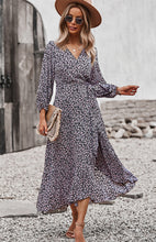 Load image into Gallery viewer, Floral Wrap Maxi Dress, Long Maxi dress, Maxi formal Dresses & Gowns, ruffled maxi dress, cute winter brunch outfits, tiered ruffle dress, ruffle maxi dress, long maxi dress, lace long sleeve maxi dress formal, fall flowy maxi dress, venus lace up ruffle maxi dress, blush tulle maxi dress, floral long beach dress, tie waist smock dress, holiday smock dress, boho split maxi dress, vestidos, boho holiday dress, elegant bohemian floral maxi dress, one piece long maxi dress, maxi long dress for women sexy.