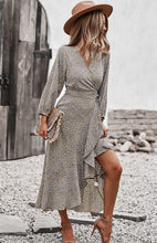 Load image into Gallery viewer, Floral Wrap Maxi Dress, Long Maxi dress, Maxi formal Dresses & Gowns, ruffled maxi dress, cute winter brunch outfits, tiered ruffle dress, ruffle maxi dress, long maxi dress, lace long sleeve maxi dress formal, fall flowy maxi dress, venus lace up ruffle maxi dress, blush tulle maxi dress, floral long beach dress, tie waist smock dress, holiday smock dress, boho split maxi dress, vestidos, boho holiday dress, elegant bohemian floral maxi dress, one piece long maxi dress, maxi long dress for women sexy.