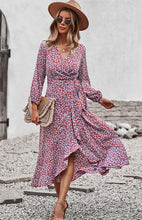 Load image into Gallery viewer, Floral Wrap Maxi Dress, Long Maxi dress, Maxi formal Dresses & Gowns, ruffled maxi dress, cute winter brunch outfits, tiered ruffle dress, fall flowy maxi dress, stylish frock dress, casual Friday outfits, tie waist smock dress, elegant bohemian floral maxi dress, one piece long maxi dress, maxi long dress for women sexy.