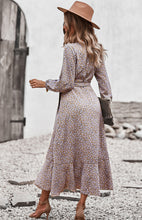 Load image into Gallery viewer, Floral Wrap Maxi Dress, Long Maxi dress, Maxi formal Dresses & Gowns, ruffled maxi dress, cute winter brunch outfits, tiered ruffle dress, ruffle maxi dress, long maxi dress.