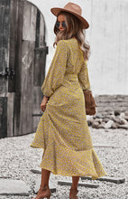 Load image into Gallery viewer, Floral Wrap Maxi Dress, Long Maxi dress, Maxi formal Dresses & Gowns, ruffled maxi dress, cute winter brunch outfits, tiered ruffle dress, venus lace up ruffle maxi dress, blush tulle maxi dress, floral long beach dress, tiewaist smock dress, holiday smock dress, boho split maxi dress, vestidos, boho holiday dress,