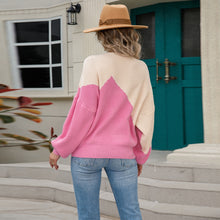Load image into Gallery viewer, Colorblock sweater, Womens winter jumpers, crew neck sweater top, batwing sleeves sweater, womens wool jumper, sweater tops for leggings, sweater pullover, women oversized pullover, women pullover sweater, chunky cardigan, wool knitwear, holiday sweaters womens, ladies wool jumpers, women knitted sweater, womens wool coats & jackets, pink sweater top, brown color block cardigan, amazon colorblock sweater, pink color block cardigan