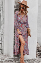 Load image into Gallery viewer, Floral Wrap Maxi Dress, Long Maxi dress, Maxi formal Dresses & Gowns, ruffled maxi dress, cute winter brunch outfits, tiered ruffle dress, ruffle maxi dress, long maxi dress, lace long sleeve maxi dress formal, fall flowy maxi dress, venus lace up ruffle maxi dress, blush tulle maxi dress, floral long beach dress, tie waist smock dress, holiday smock dress, boho split maxi dress, vestidos, boho holiday dress, elegant bohemian floral maxi dress, one piece long maxi dress, maxi long dress for women sexy.