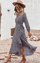 Load image into Gallery viewer, Floral Wrap Maxi Dress, Long Maxi dress, Maxi formal Dresses & Gowns, ruffled maxi dress, cute winter brunch outfits, tiered ruffle dress, fall flowy maxi dress, stylish frock dress, casual Friday outfits, tie waist smock dress, elegant bohemian floral maxi dress, one piece long maxi dress, maxi long dress for women sexy