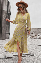 Load image into Gallery viewer, Floral Wrap Maxi Dress, Long Maxi dress, Maxi formal Dresses & Gowns, ruffled maxi dress, cute winter brunch outfits, tiered ruffle dress, ruffle maxi dress, long maxi dress, lace long sleeve maxi dress formal, fall flowy maxi dress, stylish frock dress, casual Friday outfits, trendy fall work outfits.